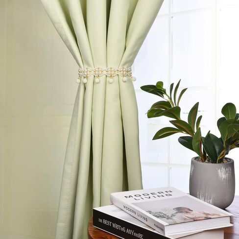 SUQ I OME 1 Pair of Magnetic Pearl Beaded Curtain Tieback, Pearl Curtain Tieback Holdback for Drapes, Pearl Crystal Sheer Window Curtain Holder Home Office Bedroom (White) in Saudi Arabia