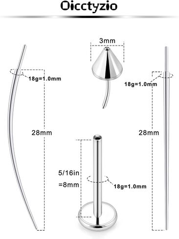 18/20g Tapers Piercing Jewelry Insertion Changing Tools for Threadless Nose Rings Lip Medusa Labret Cartilage Helix Tragus Studs Earrings Surgical Steel for Women Men in Kuwait