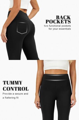 Womens High Waist Flare Yoga Pants with Pockets Bootcut Tummy Control Workout Yoga Leggings in Kuwait
