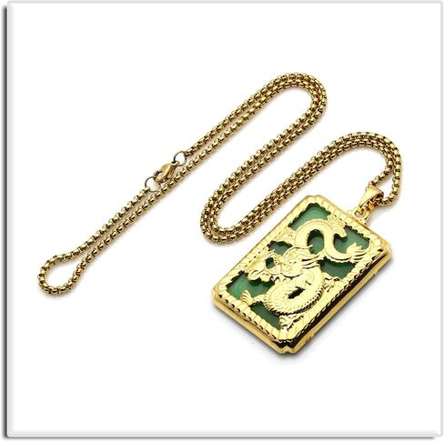 Xusamss Punk Jewelry Plated 18K Gold Dragon Dog Tag Pendant Necklace,22inches Box Chain in Kuwait