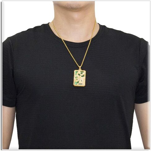 Xusamss Punk Jewelry Plated 18K Gold Dragon Dog Tag Pendant Necklace,22inches Box Chain in Kuwait