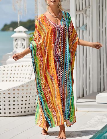 Bsubseach Kaftan Dresses For Women Petite Plus Size Caftan Swim Cover Up For Women Maxi Beach Dress in Saudi Arabia