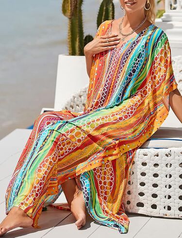 Bsubseach Kaftan Dresses For Women Petite Plus Size Caftan Swim Cover Up For Women Maxi Beach Dress in Saudi Arabia
