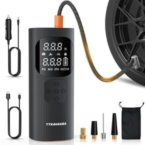 Tire Inflator Portable Air Compressor, 12V 150PSI Portable Tire Inflator for Car, Rechargeable Air Pump for Car Tires, for Car, Motorcycle, Bike, Ball, With Gauge Pressure, Dual-Use Type Tire Air Pump