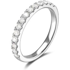 AGVANA 0.42 Ct. Tw. Lab Grown Diamond Ladies Eternity Wedding Anniversary Stackable Band Ring in Sterling Silver Engagement Anniversary Wedding Band Ring for Women (D-E Color, VS Clarity)