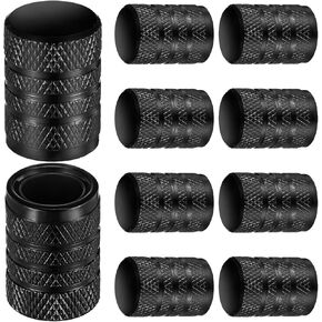 Tire Valve Stem Caps - (10 Pack), Tire Valve Stem Cap Cover, Metal Air Caps with Plastic Liner, Tire Air Caps Metal with Plastic Liner, Corrosion Resistant, Leak-Proof, Universal Stem Covers, Black