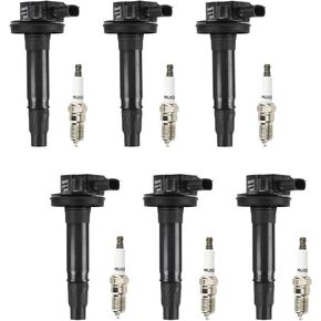 Ignition Coil Pack + Iridium Spark Plugs for Ford Edge 07-11 Flex 09-11 Fusion 10-12 Taurus 08-12 Taurus X 08-09, Lincoln MKS 09-12 MKT 10-11 MKX 07-10 MKZ 07-12, UF-553 UF-595 5C1652 E1053, 6 Sets
