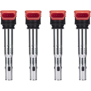 BDFHYK Ignition Coil Pack UF529 and Iridium Spark Plugs 4644 Compatible with Audi A3 A4 allroad Quattro A5 Quattro Q5 TT Quattro Volkswagen 1.8L 2.0L L4 3.0L 3.2L V6, Sets of 4
