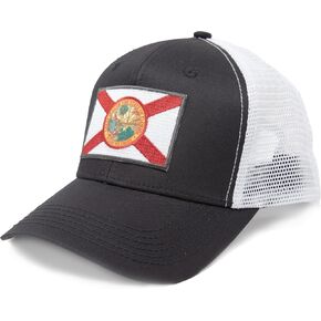 Florida State Flag Hat Adjustable One Size Trucker Cap, Baseball, Snapback with an Embroidered Patch