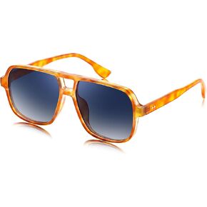 FEISEDY Retro Square Pilot Sunglasses Women Men 70s Vintage Trendy Plastic Frame Sun Glasses B4158