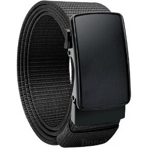 Ratchet Belt for Men, Nylon Web Tactical Belt with Automatic Slide Buckle, Men's non perforated invisible belt is suitable for Jeans and Golf