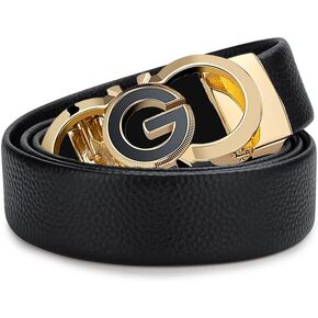 VANNANBA Leather ratchet Belts for Men Automatic Buckle Casual Work Dress Belt with Gift Box