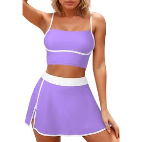Pink Queen 2025 High Waisted Bikini Set for Women 2 Piece Swimsuits Square Neck Spaghetti Straps Swim Skirt Bathing Suits