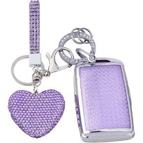 for Mazda key fob cover with Diamond Heart Keychain, Car Accessories Fully protect Shell for Mazda 3, 6, CX 5, CX 9, CX 30, CX50 CX90 2019-2024, Clear