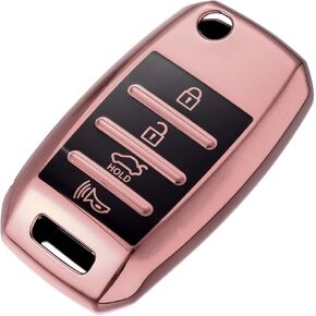 X AUTOHAUX TPU Key Fob Cover Case for Kia Soul 2013-2018 Rio 2014-2018 Sorento 2013-2018 Key Fob Shell Protector Keyless Remote Smart Key Holder Pink