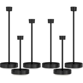 Black Candlestick Holders, Taper Candle Holder Set of 6, Metal Candle Holder for Table Centerpiece Dinner Wedding Party, Modern Candle Stick Candle Holder New Year Valentine's Day Home Decor