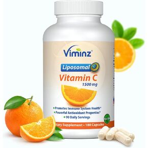 Liposomal Vitamin C - 1500 mg Per Serving - Collagen and Immune System Booster - 180 Capsules