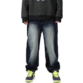 LUOBANIU Men's Vintage Hip Hop Style Baggy Jeans Denim Loose Fit Straight Leg Dance Skateboard Pants