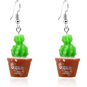 Plant Earrings for Women Hanging Plant Earrings Potted Plant Earrings Flower Pot Earrings Cactus Earrings Unique Flower Pot Jewelry Gifts for Women