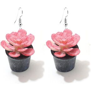 أقراط نباتية للنساء، أقراط نباتية معلقة، أقراط نباتية بوعاء، أقراط على شكل وعاء زهور، أقراط على شكل صبار، وعاء زهور فريد من نوعه، هدايا مجوهرات للنساء in Kuwait