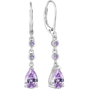 Sterling Silver Drop/Dangle Earrings for Women Cubic Zirconia Leverback Earrings Birthstone Jewelry Gifts