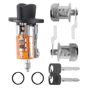 Ignition Switch Lock Door Lock Cylinder with Keys Replacement for Ford F150 F250 F350 E150 E250 E350 Explorer Aerostar Ranger Excursion Freestar Windstar Replace LC6177 + DL5885 X2 + 597638
