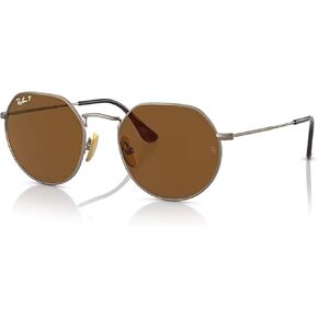 Ray-Ban Jack Titanium RB8165 Rounded Hexagonal Sunglasses for Men for Women + BUNDLE With Designer iWear Eyewear Kit