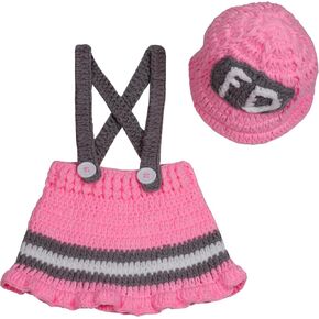 Newborn Baby Girl/Boy Crochet Knit Costume Photography Prop Hats and Outfits (Little Firewoman 2)