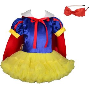 Lito Angels Girls' Princess Costume Halloween Fancy Dresses Fluffy Tutu with Cape + Red Bow Headband