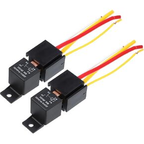 X AUTOHAUX 2 Pcs Car Relay with Socket Harness 4 Pin 24V 80Amp Model JD2912 80A 28VDC Automotive Relay Switches