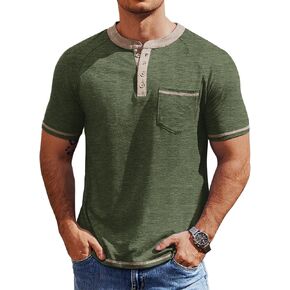 COOFANDY Mens Henley Shirts Short Sleeve Casual Button T-Shirts Basic Tee Shirts Summer Vintage T Shirts with Pocket