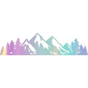 Mountain Tree Forest Vinyl Decal for Car (Holographic Opal Purple) (Set Of 2) RV Camper Waterproof Small Mountain Car for Bumper Door Panel Car Decal Laptop Tuber Wall Window Phone Mug Decoration
