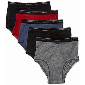 Jockey Mens 5 Pack Full Coverage Briefs Black 36