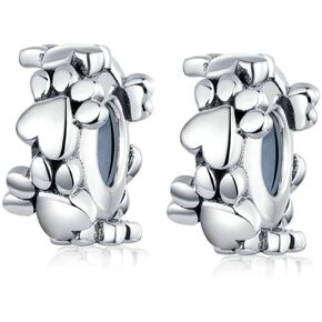 Charm Bracelet Spacer Beads Sterling Silver 2pcs Rubber Stopper Charm Spacer Beads for Pandora Charm Bracelet Beads (E1504)