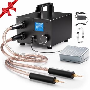 Seesii Dual Farad Spot Welder، 25 Gears قابل للتعديل 3000F مكثف بطارية لحام البقعة مع شاشة LCD 1.8 بوصة، لحام البقعة المحمولة لحام شريط النيكل 0.1-0.3 مم لصنع حزمة البطارية