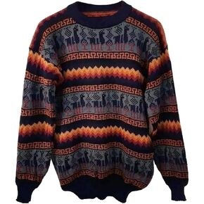Womens Fall Oversized Sweaters 2025 Crewneck Knit Camel Printed Pullover Sweater Tops