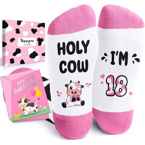 HAPPYPOP 18th Year Old Birthday Gifts for Girls - Socks for Teen Girls Boys Age 18, 18 Yr Old Young Adult Gift Ideas, 18 Birthday Gifts with Greeting Card