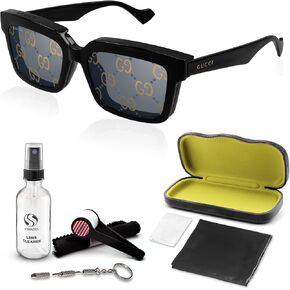 Gucci GG1543S With Clip On Squared Shape Sunglasses + Bundle with eSHADES Luxury Eyewear Kit