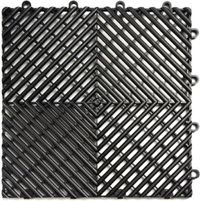 Big Floors RaceDeck Free-Flow Open Rib Self-Draining Design, Durable Copolymer Plastic Interlocking Modular Garage Flooring Tile (48 Pack), Graphite