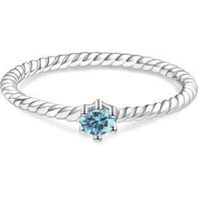 Stackable Birthstone Rings Set for Women: 925 Sterling Silver Mother Child Family Stacking Ring Minimalist Stackable Bands Mother's Day Jewelry Gifts for Wife