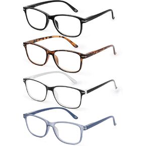 4 Pack Reading Glasses Men Women Spring Hinges Comfortable Glasses for Reading
