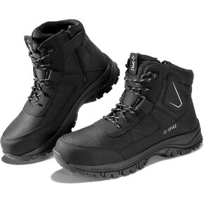 SPIEZ Waterproof Steel Toe Work Boots for Men S3 Slip Resistant Antistatic Safety Shoes High-Top Winter Industrial and Construction Boots Black US 7.5-12