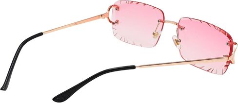 Rimless Rectangle Sunglasses for Men/Women- Frameless Square Trendy Shade - Diamond Cutting Eyewear in Saudi Arabia