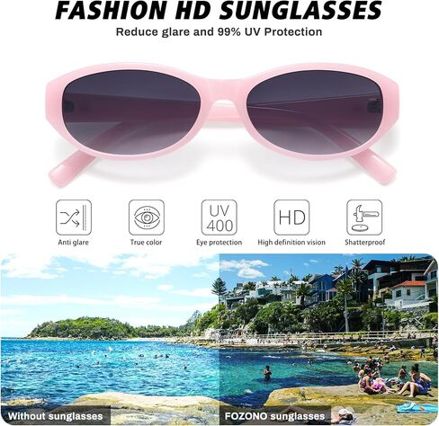 Retro Narrow Oval Sunglasses for Women Trendy Small Vintage Sun Glasses UV Protection FZN824 in Kuwait