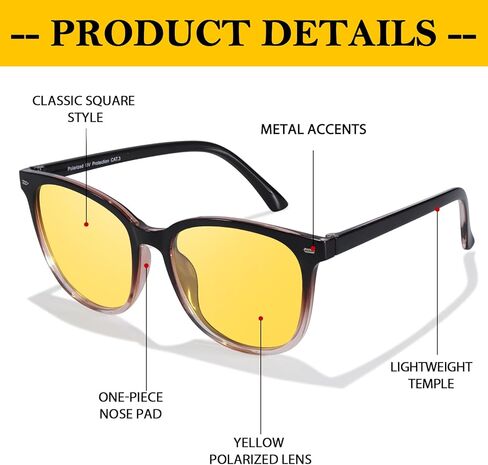 FIMILU 2 حزمة نظارات الرؤية الليلية للنساء والرجال، نظارات القيادة الليلية المستقطبة المضادة للوهج وتعزيز الرؤية في الليل 1851 in Kuwait