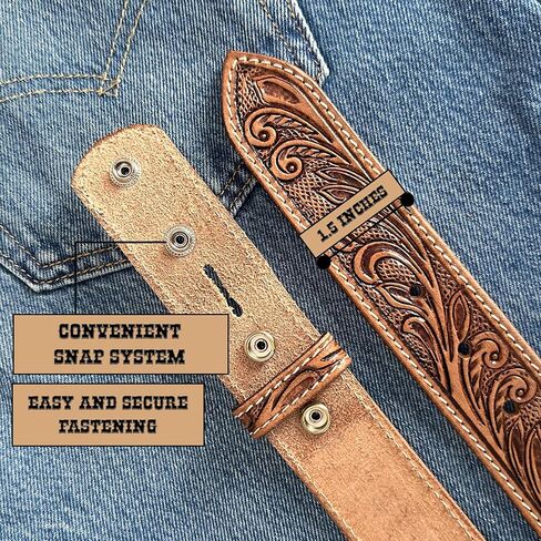 DANIEL'S ARTPLANET Western Leather Belt Strap for Removable Buckle Full Grain Leather Belt Strap 1.5" Cowboy Western Style in Kuwait