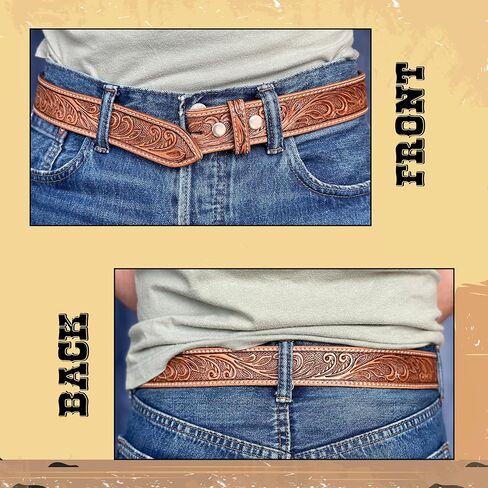 DANIEL'S ARTPLANET Western Leather Belt Strap for Removable Buckle Full Grain Leather Belt Strap 1.5" Cowboy Western Style in Kuwait