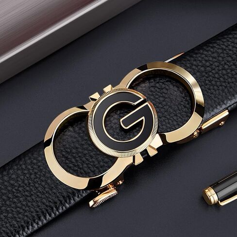 VANNANBA Leather ratchet Belts for Men Automatic Buckle Casual Work Dress Belt with Gift Box in Saudi Arabia