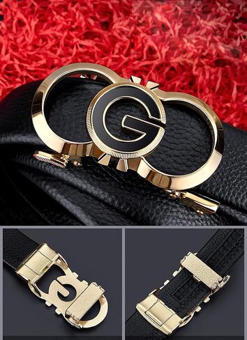 VANNANBA Leather ratchet Belts for Men Automatic Buckle Casual Work Dress Belt with Gift Box in Saudi Arabia