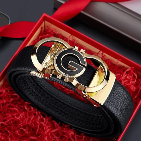 VANNANBA Leather ratchet Belts for Men Automatic Buckle Casual Work Dress Belt with Gift Box in Saudi Arabia